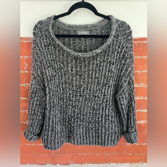 Wooden Ships Sweaters - Wooden Shops Anthropologiie Off the Shoulder Mohair Blend Sweater Black Gray S/M